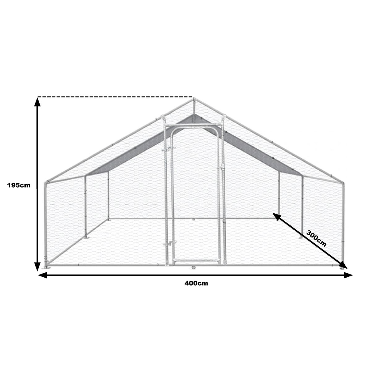 Cotet exterior din otel galvanizat pentru pasari 400x300x195cm